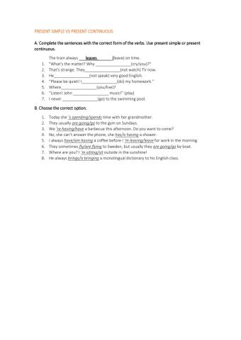 Present simple and present continuous