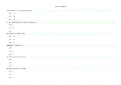Cuestionario de Los juegos olímpicos: curiosidades a investigar