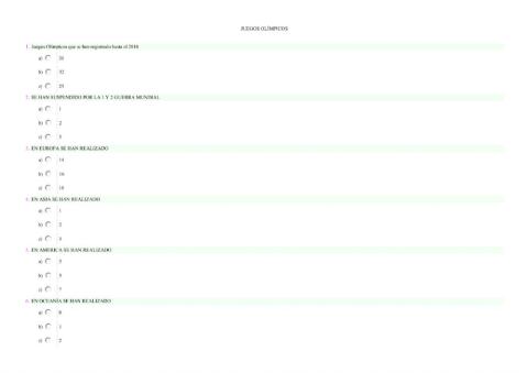 Cuestionario de Los juegos olímpicos: curiosidades a investigar