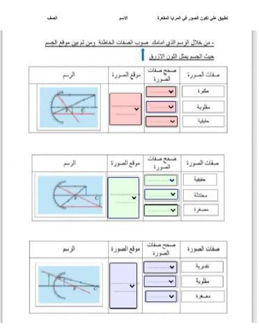 الصور في المرآة المقعرة