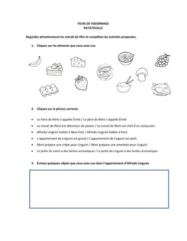 Fiche de visionnage Ratatouille