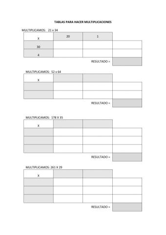 Multiplicaciones de dos cifras por descomposición