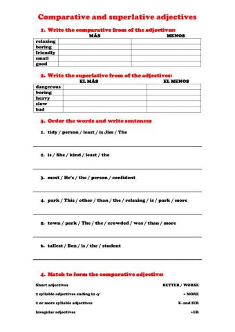 Comparative and superlative adjectives