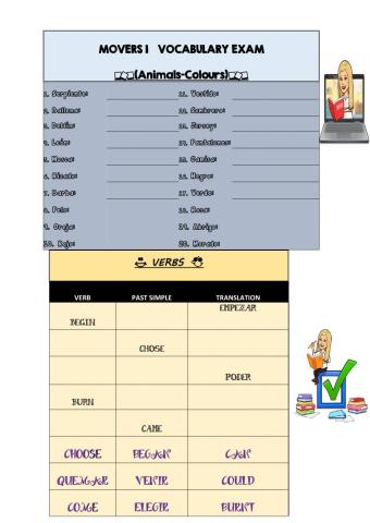 Vocabulary movers animals-colours
