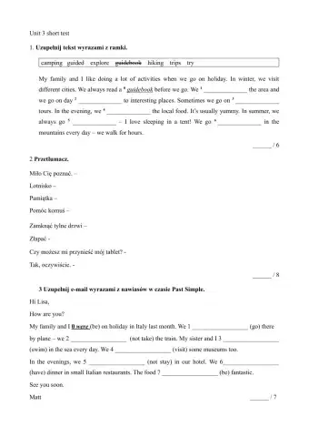 English class a2 unit 3