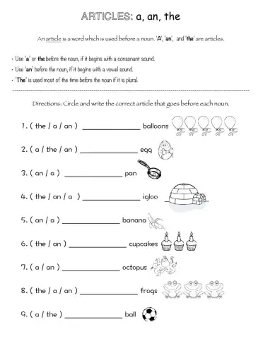 Articles - A, an, the