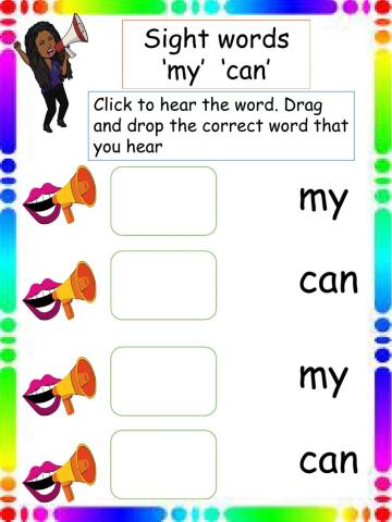 Review sight words my can