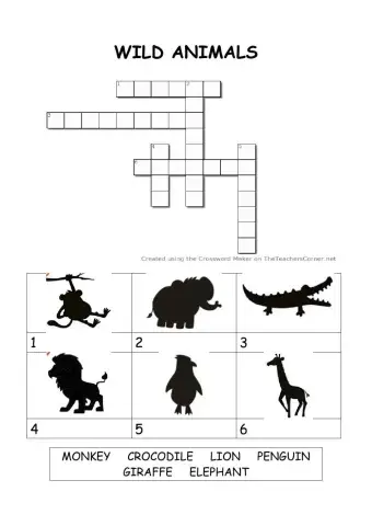 Wild animals crosswords