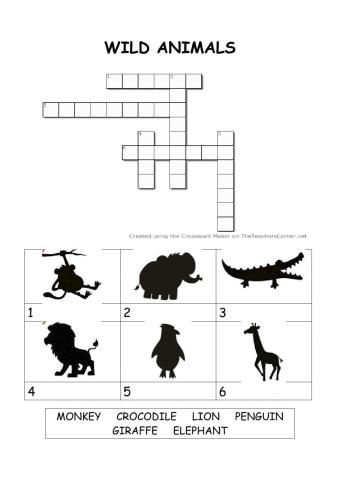 Wild animals crosswords