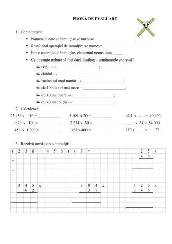 Evaluare înmulțirea 0 -1000000
