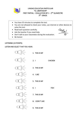 First Evaluation - Second Quimestre - L-W