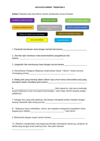 Kata-kata Hikmat Tingkatan 2