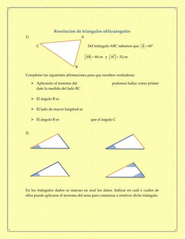 Resolución de triángulos oblicuángulos