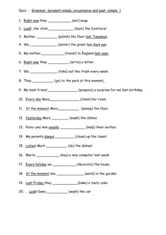 Present simple progessive past simple