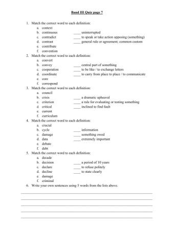 Band III Vocabulary p 7