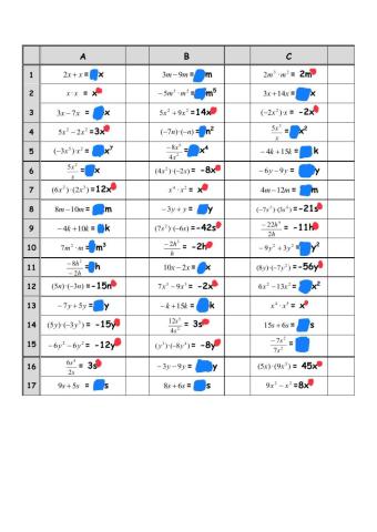 Cálculo mental 9: Monomios