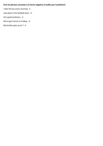 Present simple Make negative sentences