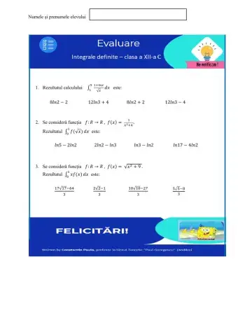 Test  - Integrale definite 1