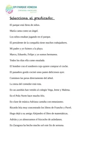 Selecciona el predicado