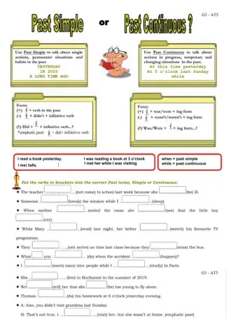 Past Simple, Past continuous, used to