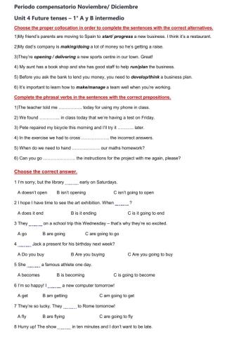 Future Tenses and prepositions