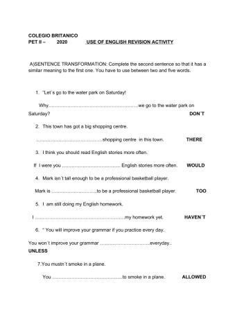 PET 2 FINAL REVISION 2020 CLAU GRAMMAR