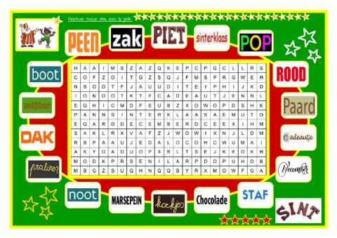 Sinterklaas woordzoeker