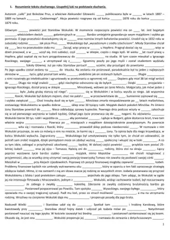 Bolesław Prus Lalka - streszczenie