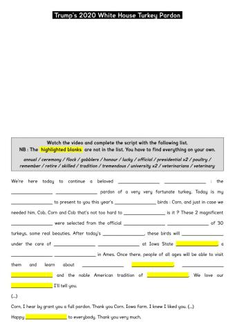 2020 turkey pardon ceremony