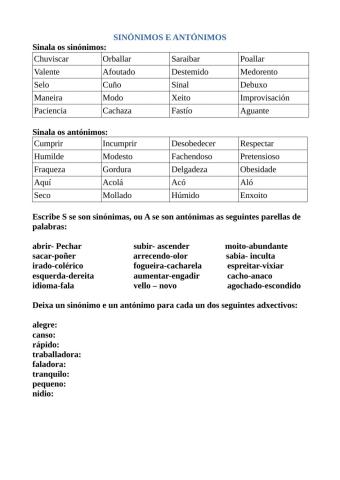 Sinónimose antónimos