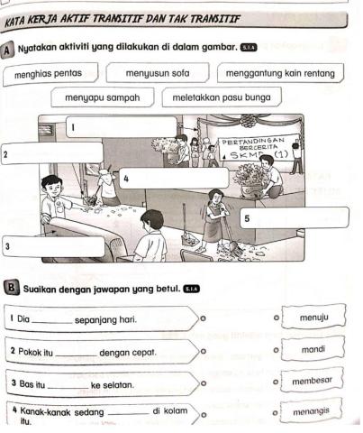 Kata kerja aktif transitif dan tak transitif
