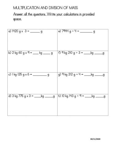 Multiplication and division of mass