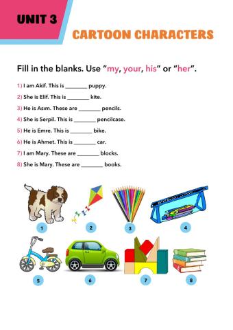 Unit 3 Cartoon Characters : Possessive Adjectives