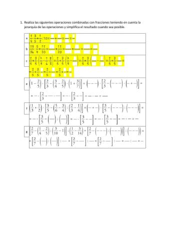 Fracciones. Operaciones combinadas