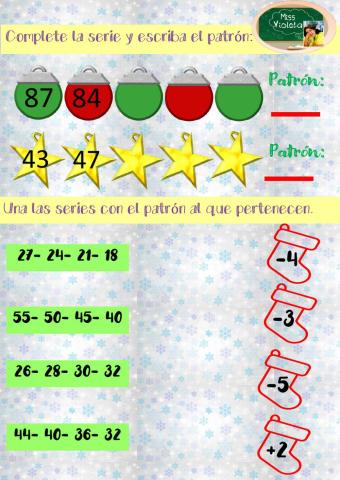 Patrones numéricos de suma y resta