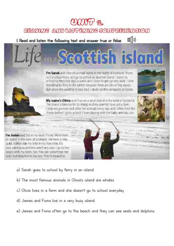 Unit 2. reading and listening comprehension