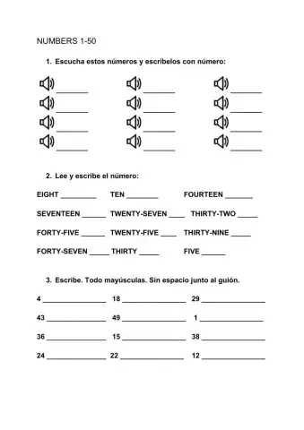 Numbers 1-50
