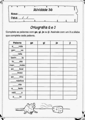 Ortografia: palavras com g e j