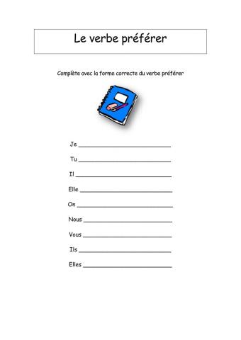 Le verbe préférer au présent de l΄indicatif