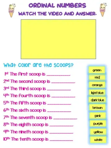 Ordinal numbers - ice cream scoops