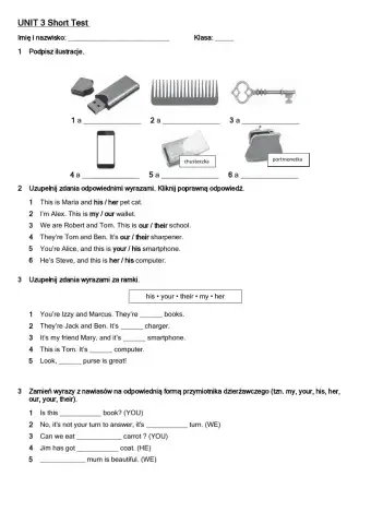 Brainy 4 unit 3 Short Test Lesson 1,2