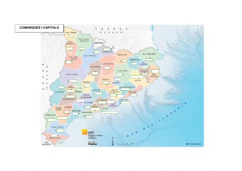 Mapa comarques Catalunya i capitals