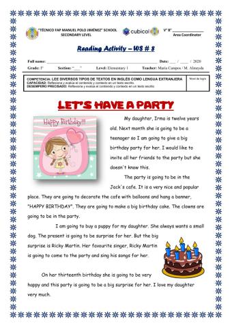 Reading - Let's have a party