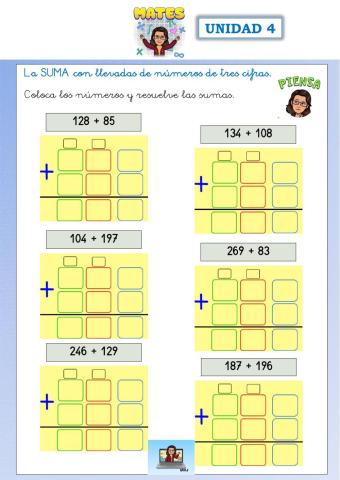 Sumas llevando 3 cifras