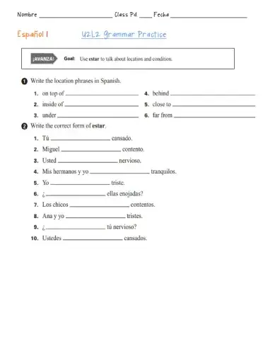 Verbs estar & ir practice