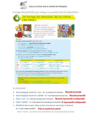 Unité 1 Les partitifs et la nécessité