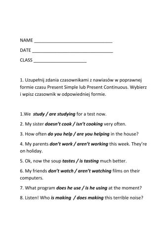 Present Simple vs Present Continuous