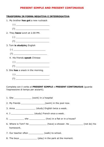 Present simple and continuous