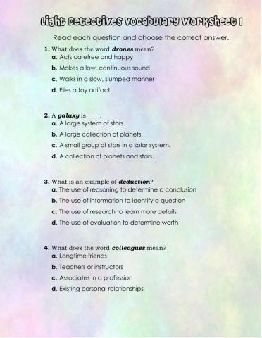 Ligth Detectives Vocabulary
