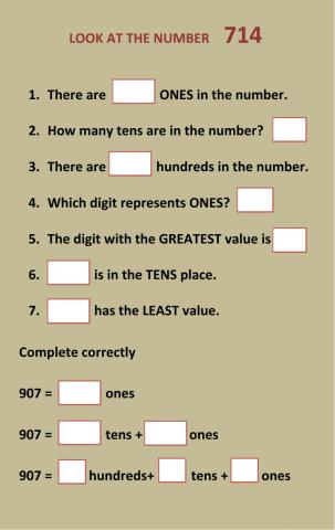 Number of hundreds ,tens and ones in a number- part 2